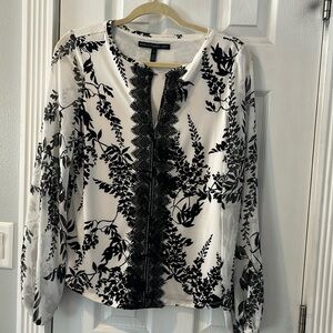 Women Black and White embroidered Blouse